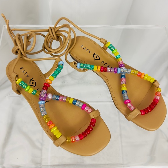 Katy Perry -The Halie Bead Ankle Wrap Sandal -In Biscotti Bright Multi U… - Picture 7 of 10